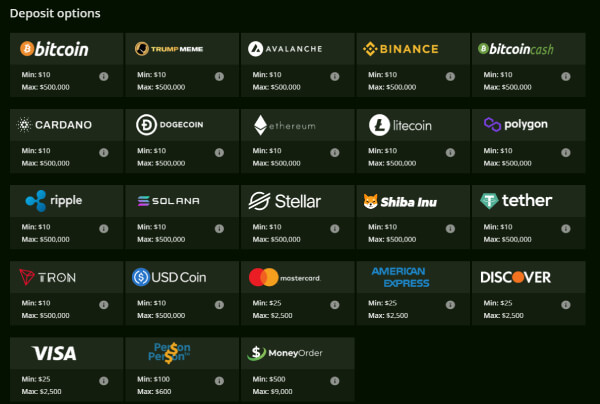 Deposit options examples