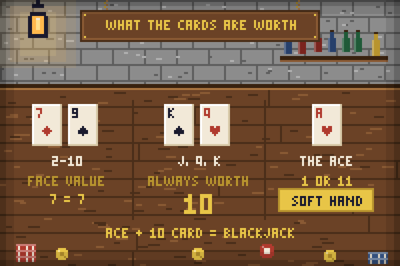 Different values of blackjack cards