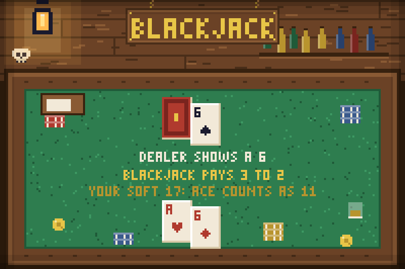 standard blackjack table and cards